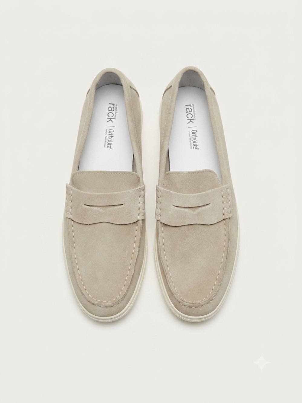 Men's Light Beige Suede Penny Loafers - Rack Collection